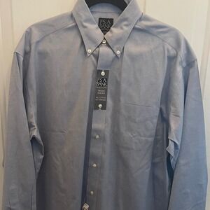 Jos‎ A Bank Mens Blue Traveler Pinpoint Cotton Dress Shirt 16 34 Cotton NEW